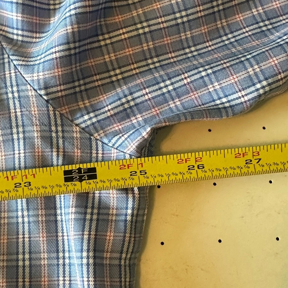 Twillory Safe Cotton Men's 17.5 34/35 Tailored Fit Blue Plaid Button Down  NWOT - Picture 6 of 10